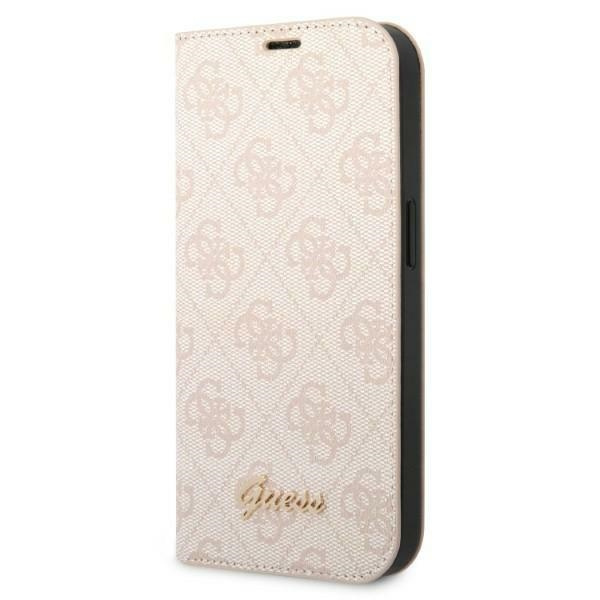 Guess GUBKP14MHG4SHP Apple iPhone 14 Plus / 15 Plus pink book 4G Vintage Gold Logo