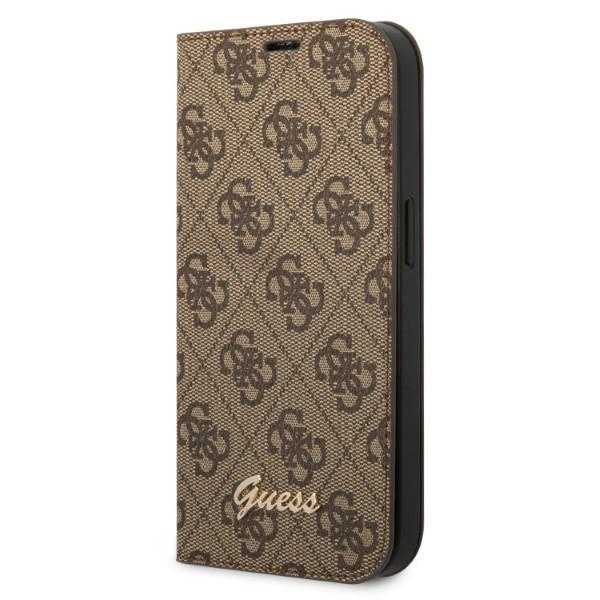 Guess GUBKP14MHG4SHW Apple iPhone 14 Plus / 15 Plus brown book 4G Vintage Gold Logo