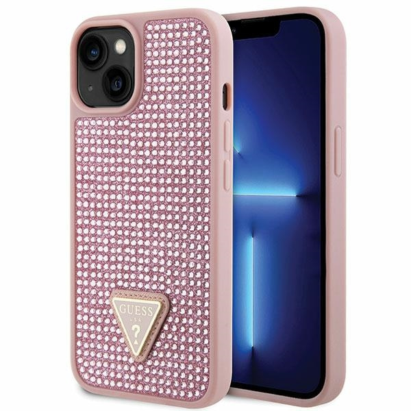 Guess GUHCP14MHDGTPP Apple iPhone 14 Plus / 15 Plus pink hardcase Rhinestone Triangle