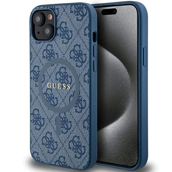 Guess GUHMP15MG4GFRB Apple iPhone 15 Plus / 14 Plus hardcase 4G Collection Leather Metal Logo MagSafe blue