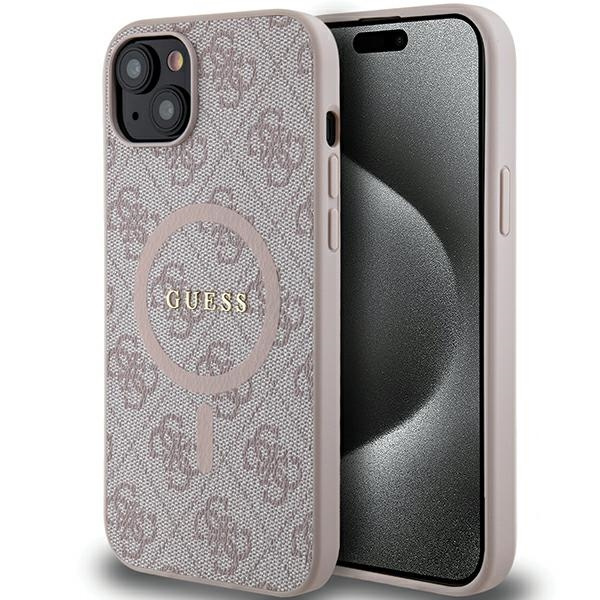 Guess GUHMP15MG4GFRP Apple iPhone 15 Plus / 14 Plus hardcase 4G Collection Leather Metal Logo MagSafe pink