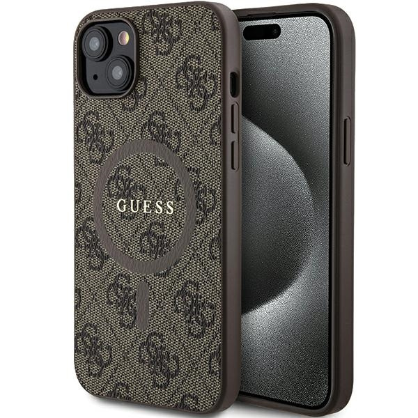 Guess GUHMP15MG4GFRW Apple iPhone 15 Plus / 14 Plus hardcase 4G Collection Leather Metal Logo MagSafe brown