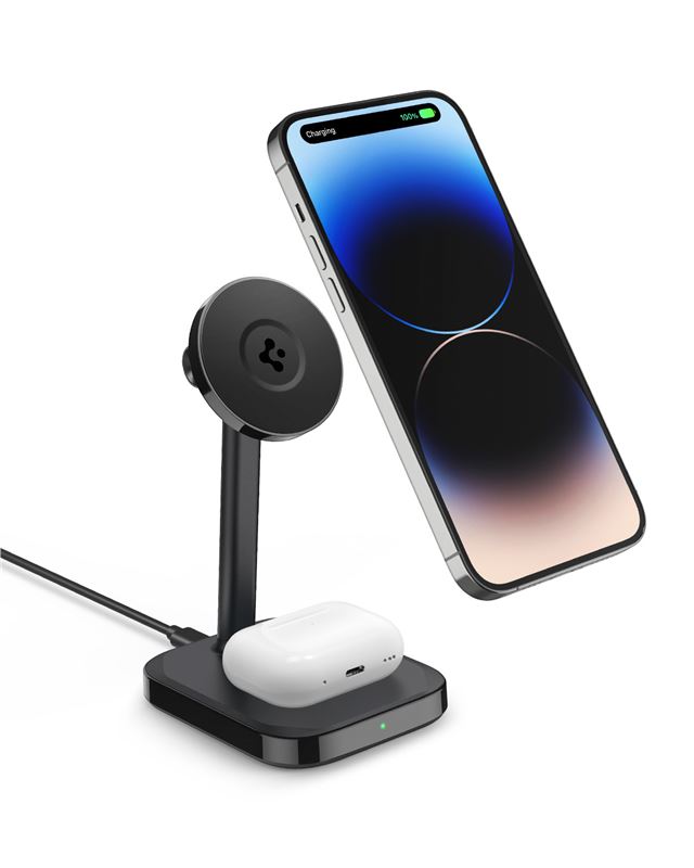 Spigen ArcField MagFit Dual Wireless Charger (MagSafe/iPhone/AirPods 7.5W/5W) PF2100, black