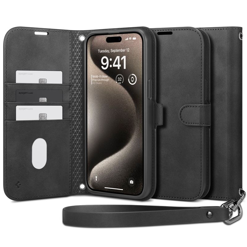 Spigen Wallet S Pro, black - iPhone 15 Pro