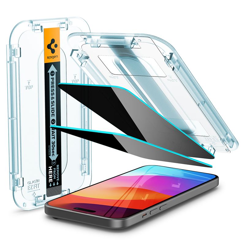 Spigen Glass tR EZ Fit (Privacy) 2 Pack, transparency - iPhone 15