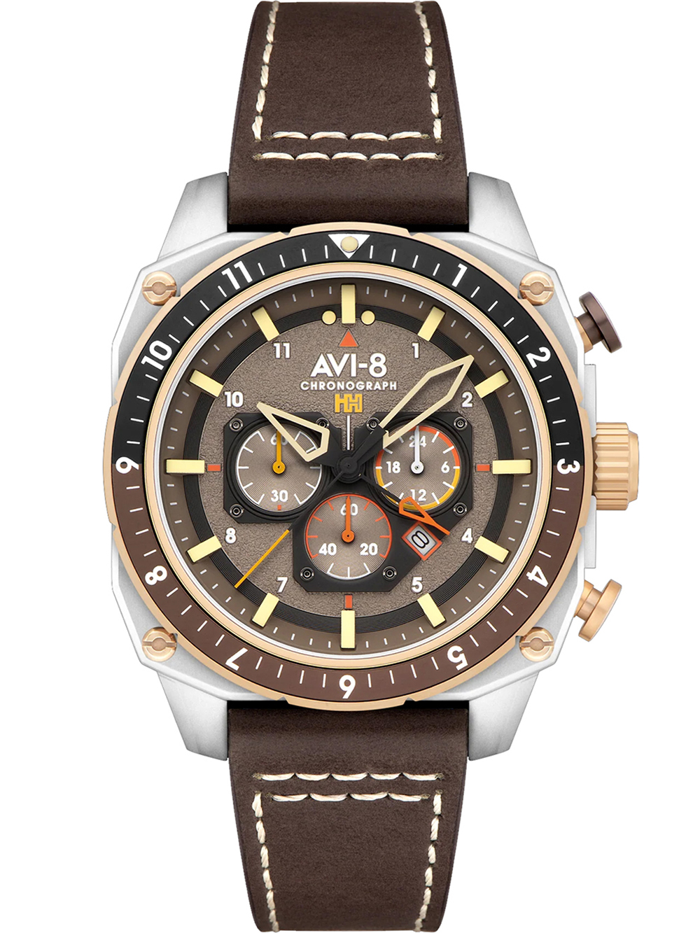 Pánské hodinky AVI-8 AV-4100-05 Mens Watch Hawker Hunter Dual Time Chronograph 43mm 5ATM