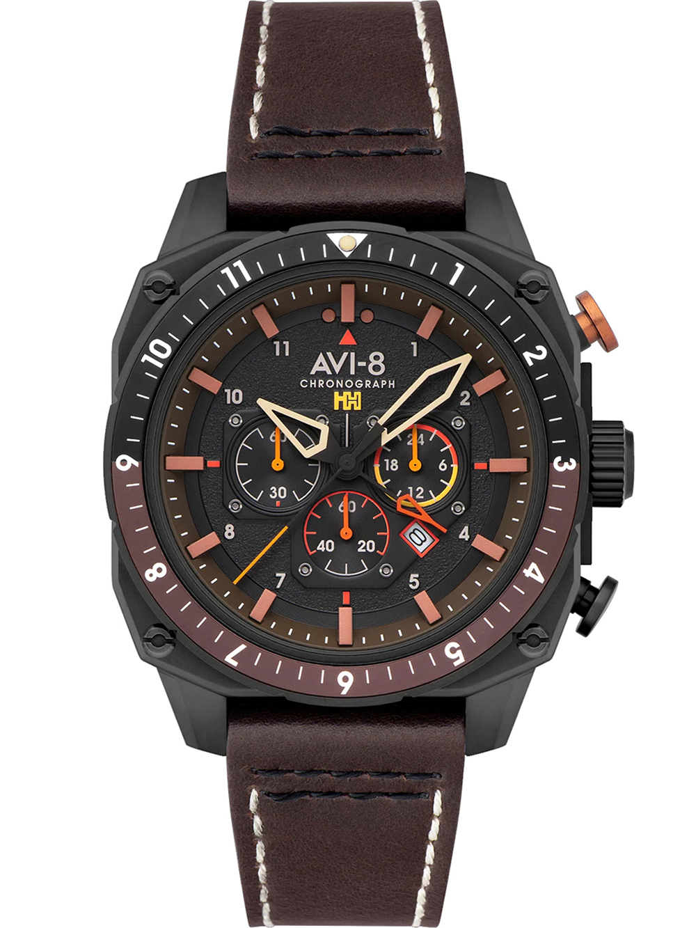 Pánské hodinky AVI-8 AV-4100-08 Mens Watch Hawker Hunter Dual Time Chronograph 43mm 5ATM