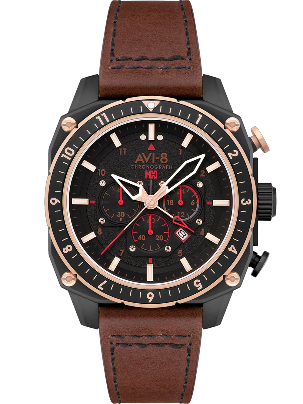 Pánské hodinky AVI-8 AV-4100-09 Mens Watch Hawker Hunter Dual Time Chronograph 43mm 5ATM