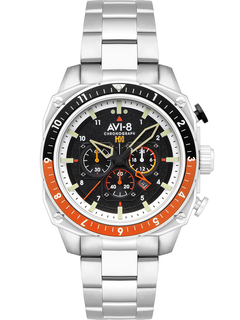 Pánské hodinky AVI-8 AV-4100-11 Mens Watch Hawker Hunter Dual Time Chronograph 43mm 5ATM