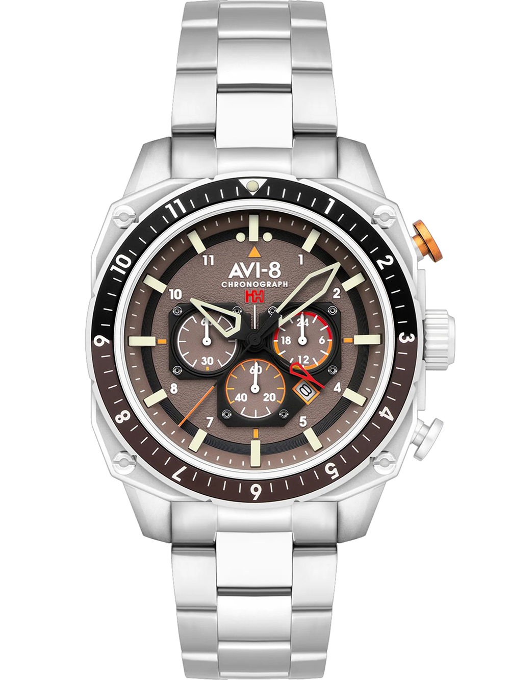 Pánské hodinky AVI-8 AV-4100-33 Mens Watch Hawker Hunter Dual Time Chronograph 43mm 5ATM