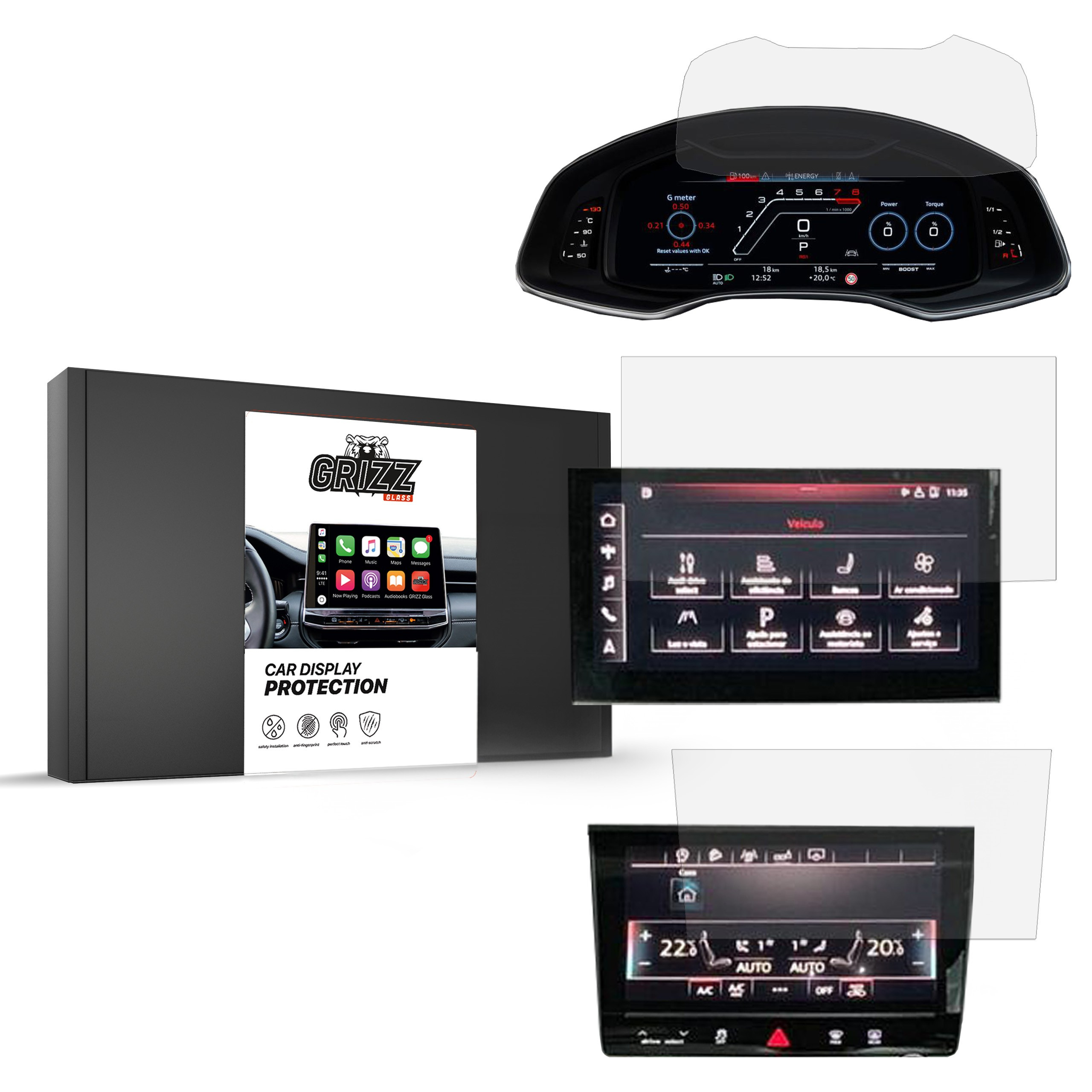 Matte GrizzGlass CarDisplay Protection Audi Q7 Virtual 2019 [3 PACK]