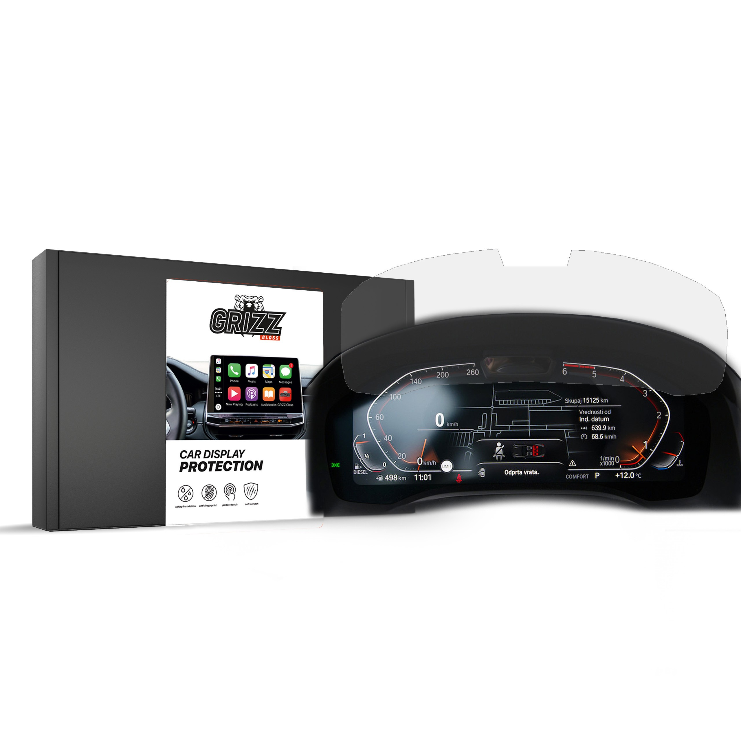 Matte GrizzGlass CarDisplay Protection BMW M3 G80 Live Cockpit Sensor 12,3" 2019-2023