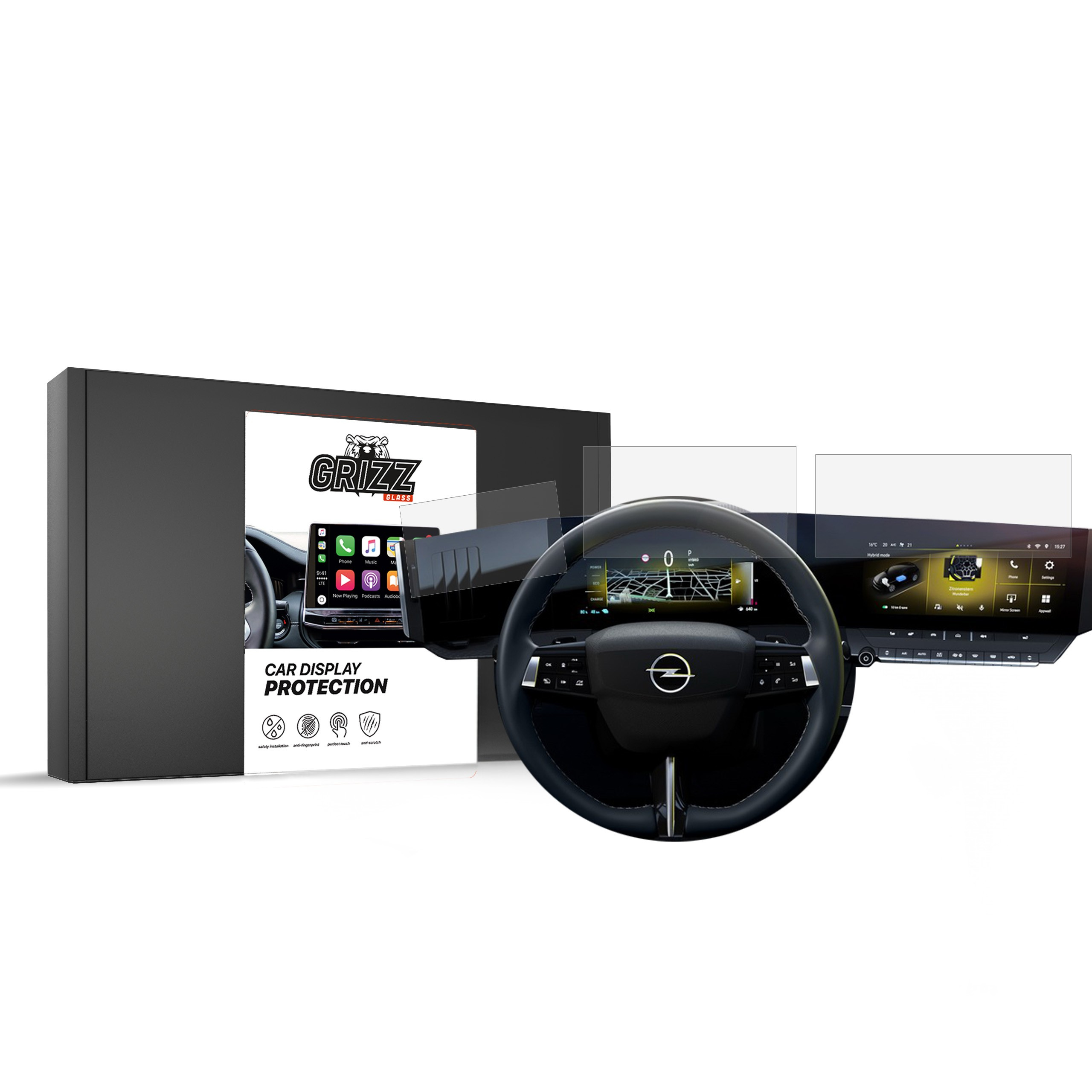 Matte GrizzGlass CarDisplay Protection Opel Astra L Pure Panel 10" 2021 [2in1]