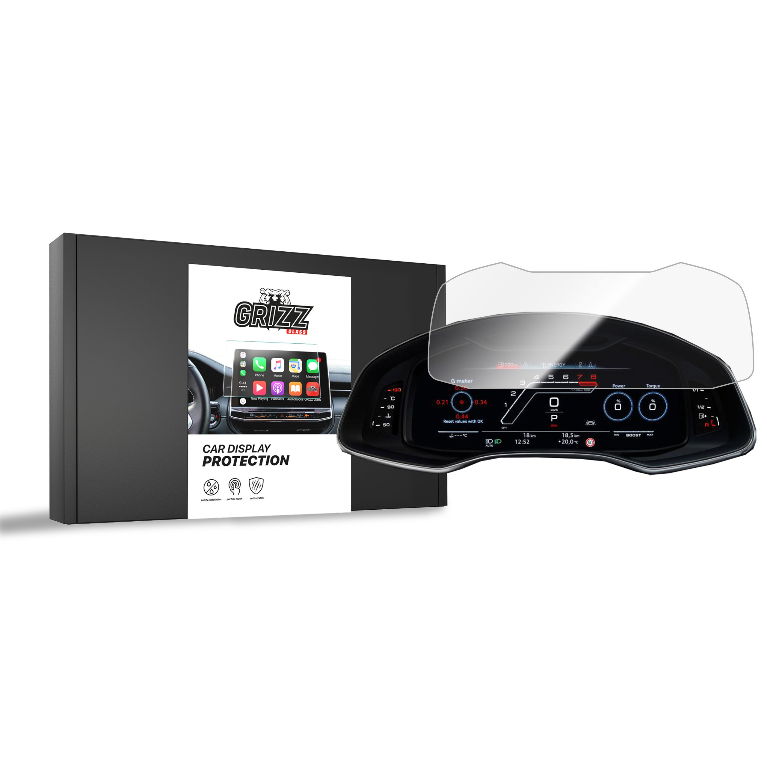 Ceramic GrizzGlass CarDisplay Protection Audi Q7 Virtual Cockpit 12,3" 2019