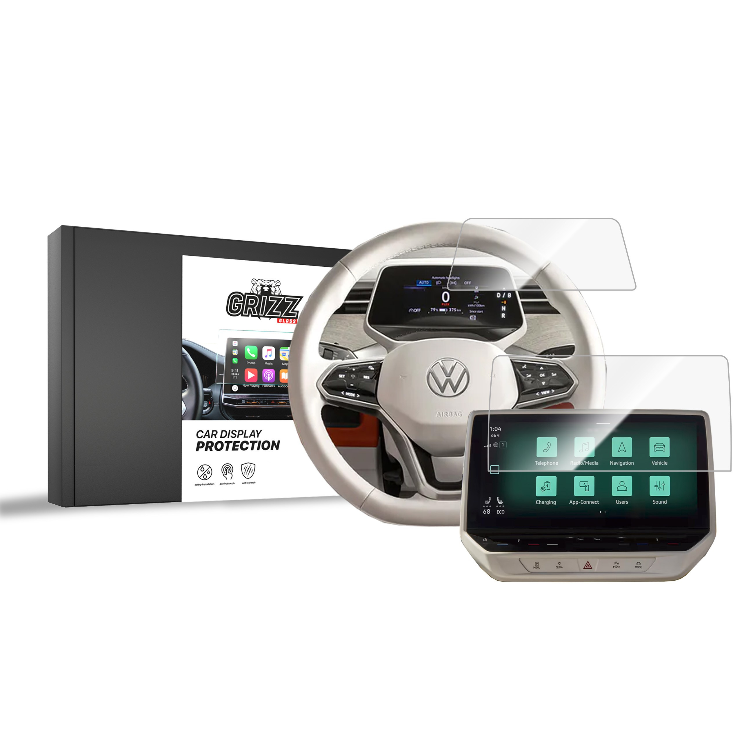 Ceramic GrizzGlass CarDisplay Protection Volkswagen ID. Buzz 10" [2in1]