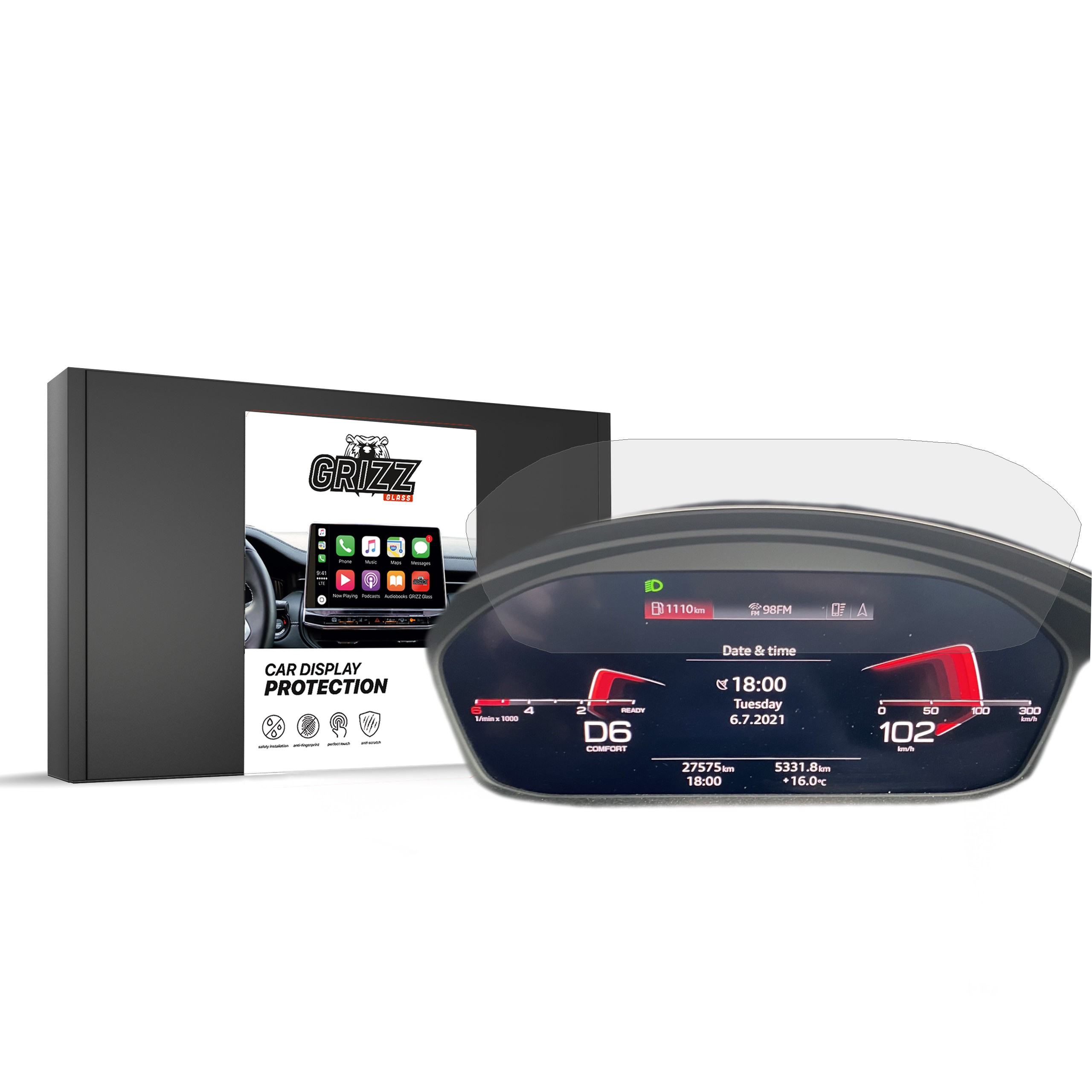 Matte GrizzGlass CarDisplay Protection Audi A4 B9 Virtual Cockpit Plus 12,3" 2020