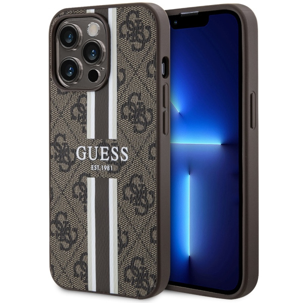 Guess GUHMP13LP4RPSW Apple iPhone 13/13 Pro brown hardcase 4G Printed Stripes MagSafe