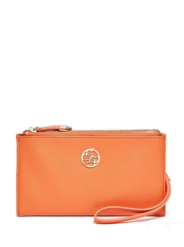 GUESS peněženka Wristlet oranžová