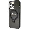 Guess GUHMP15XHRSGSK Apple iPhone 15 Pro Max hardcase Ring Stand Script Glitter MagSafe black