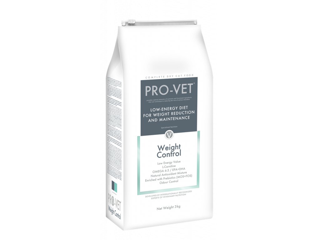 Veterinární granule pro kočky - redukce a udržení hmotnosti - PRO-VET  Weight control 3 Kg