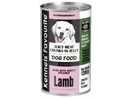 Konzerva pro psy - Kennels' Favourite  jehněčí  šťavnaté kousky masa v želé