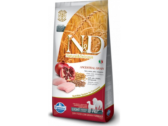 N&D LG DOG Light M/L Chicken&Pomegranate 12kg