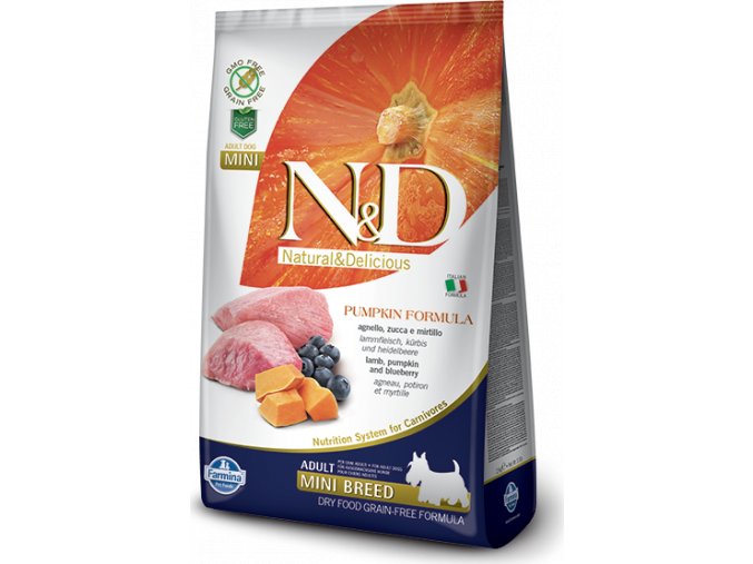 N&D Pumpkin DOG Adult Mini Lamb & Blueberry 2,5kg