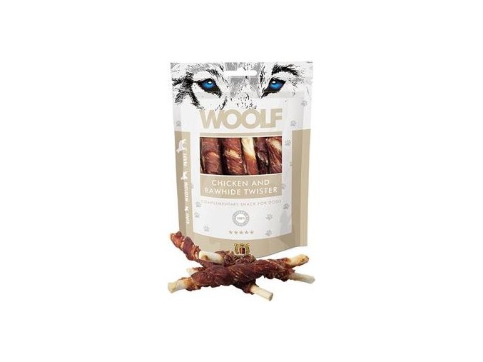 WOOLF pochoutka chicken and rawhide twister 100g