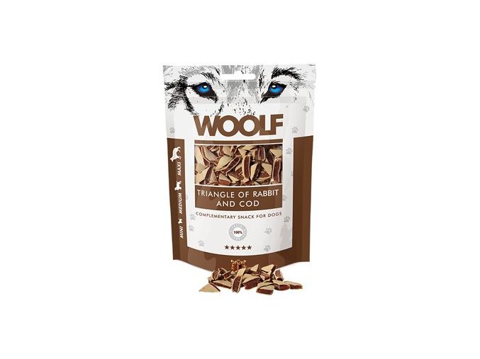 WOOLF pochoutka rabbit and Cod Triangle 100g