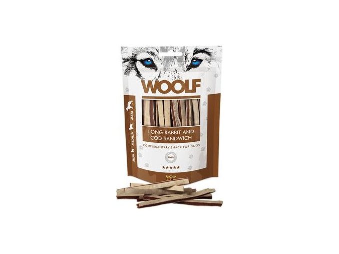 WOOLF pochoutka soft Rabbit&Cod sandwich long 100g