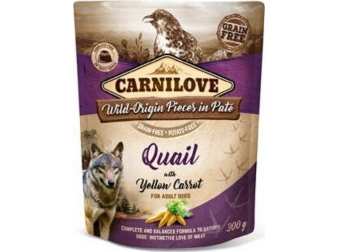 Carnilove Dog Pouch Paté Quail & Yellow Carrot 300g