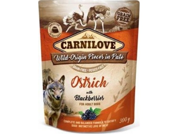 Carnilove Dog Pouch Paté Ostrich & Blackberries 300g