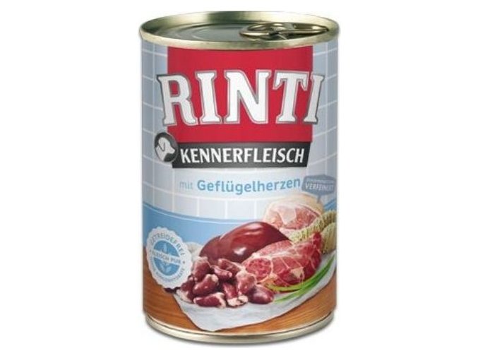 Rinti Dog Kennerfleisch konzerva drůbeží srdíčka 400g