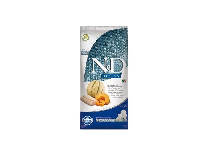 N&D OCEAN DOG Puppy M/L Codfish & Pumpkin & Melon 12kg