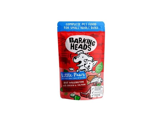 BARKING HEADS Litt.Paws Beef+Chick+Salm kapsička 150g