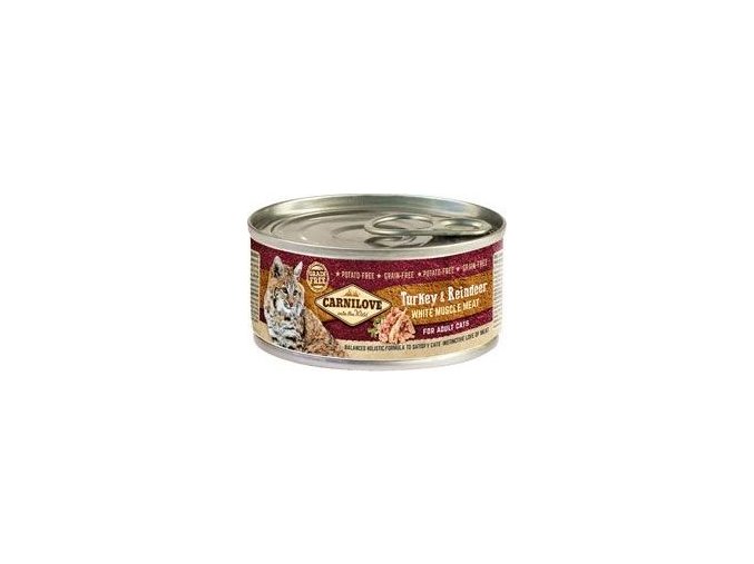 Carnilove White konz Mus Meat Turkey&Reindeer Cats100g