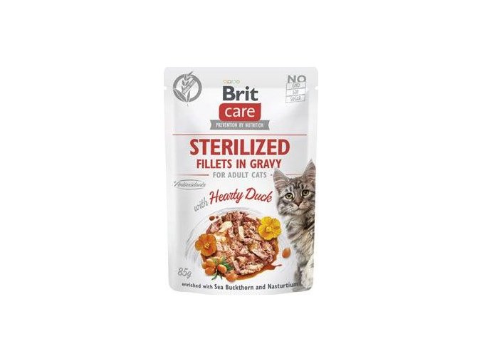 Brit Care Cat Fillets in Gravy Steril. Hearty Duck 85g