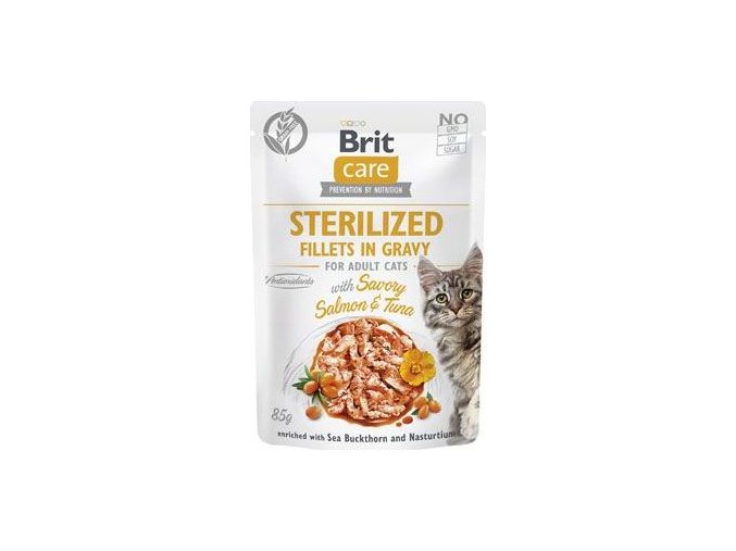 Brit Care Cat Fillets in Gravy Steril. Salmon&Tuna 85g