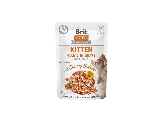 Brit Care Cat Fillets in Gravy Kitten Savor.Salmon 85g