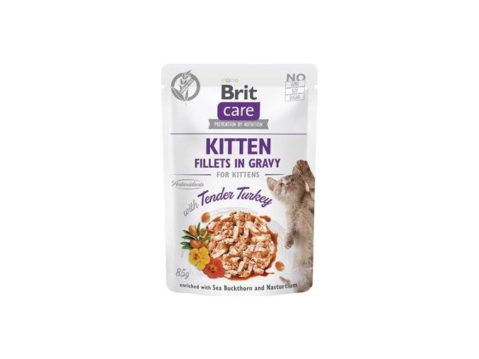 Brit Care Cat Fillets in Gravy Kitten Tend.Turkey 85g