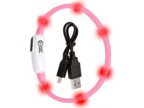 Obojek USB Visio Light LED nabíjecí 35cm růžový KAR