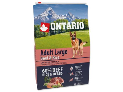 Krmivo Ontario Adult Large Beef & Rice 2,25kg (Hmotnost 2.306)