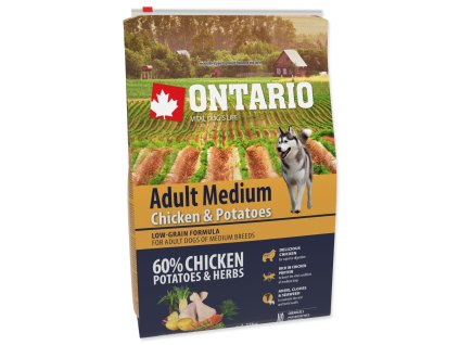 Krmivo Ontario Adult Medium Chicken & Potatoes 2,25kg (Hmotnost 2.306)