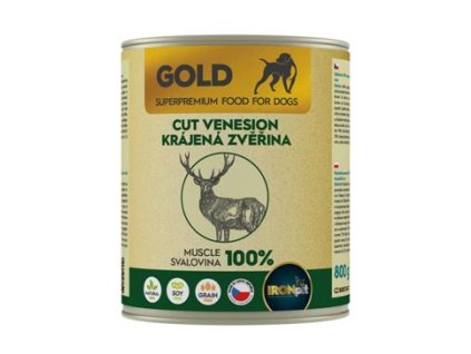 IRONpet Gold Dog Venison cut muscle konzerva 800g