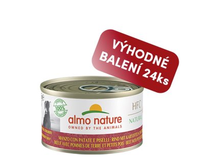 Almo Nature HFC Natural DOG - Hovězí s bramborem a hráškem 95g výhodné balení 24ks