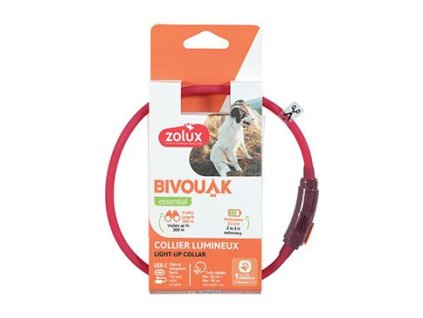 Obojek LED malý BIVOUAK 20-40cm USB červená Zolux