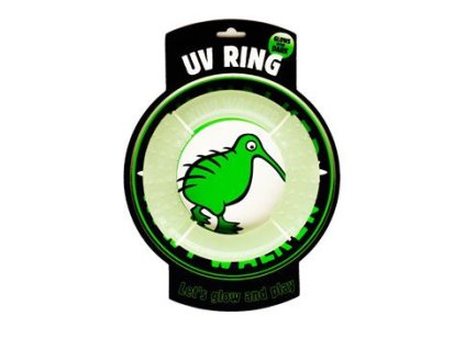 Hračka pes GLOW RING MAXI plov.a létající z TPR Kiwi