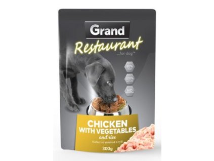 GRAND kaps. deluxe pes Restaur. kuřecí, zel. 300g