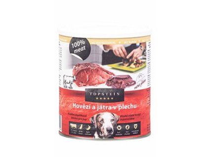Topstein Hovězí s játry v plechu 800g