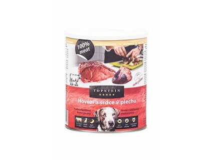 Topstein Hovězí a srdce v plechu 800g